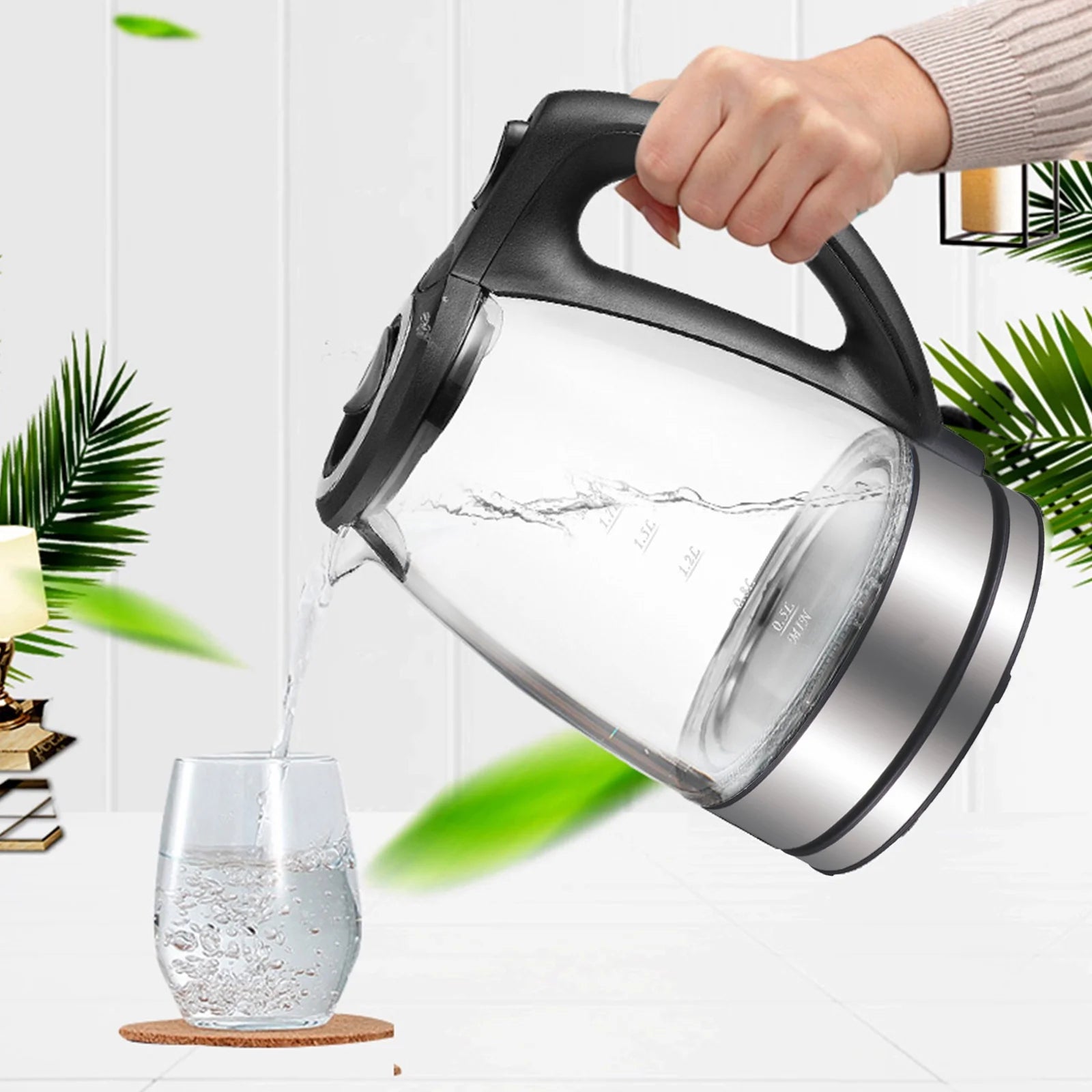 1500W Electric Glass Kettle with Auto Shut-Off S292
