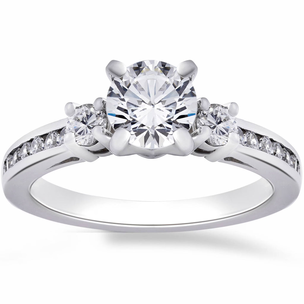 1ct Three Stone Diamond Engagement Ring 14K White Gold G298