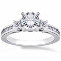 1ct Three Stone Diamond Engagement Ring 14K White Gold G298