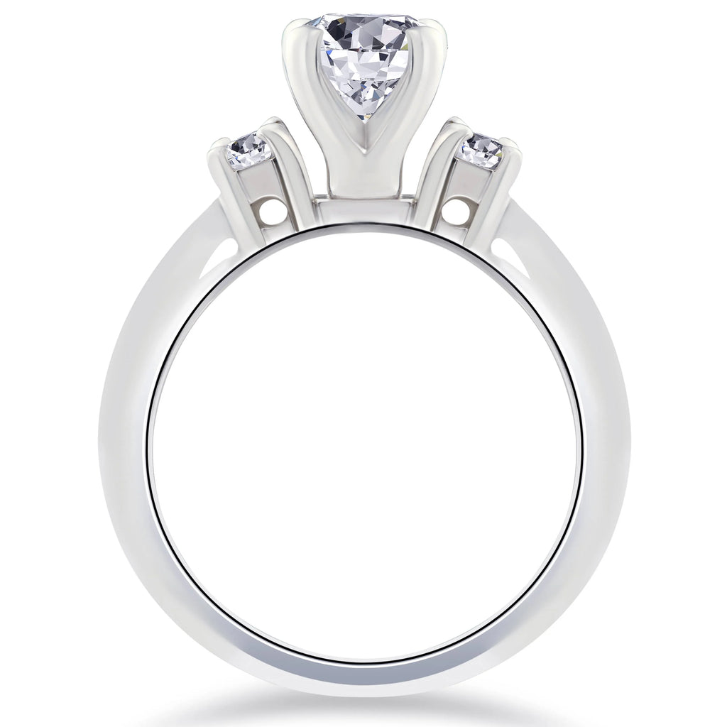 1ct Three Stone Diamond Engagement Ring 14K White Gold G298