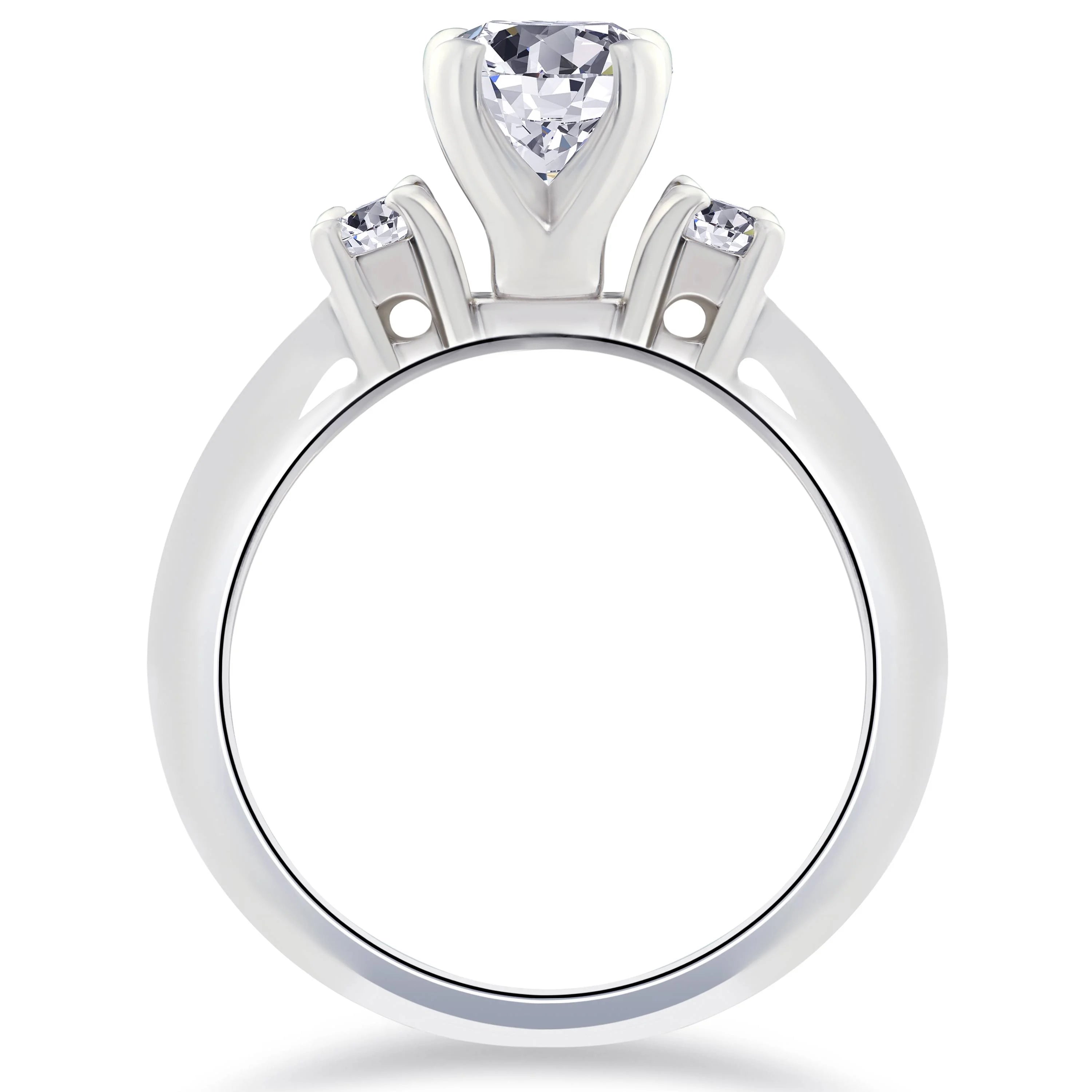 1ct Three Stone Diamond Engagement Ring 14K White Gold G298