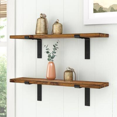 2 Piece Wall Shelf Set Special Walnut M77050