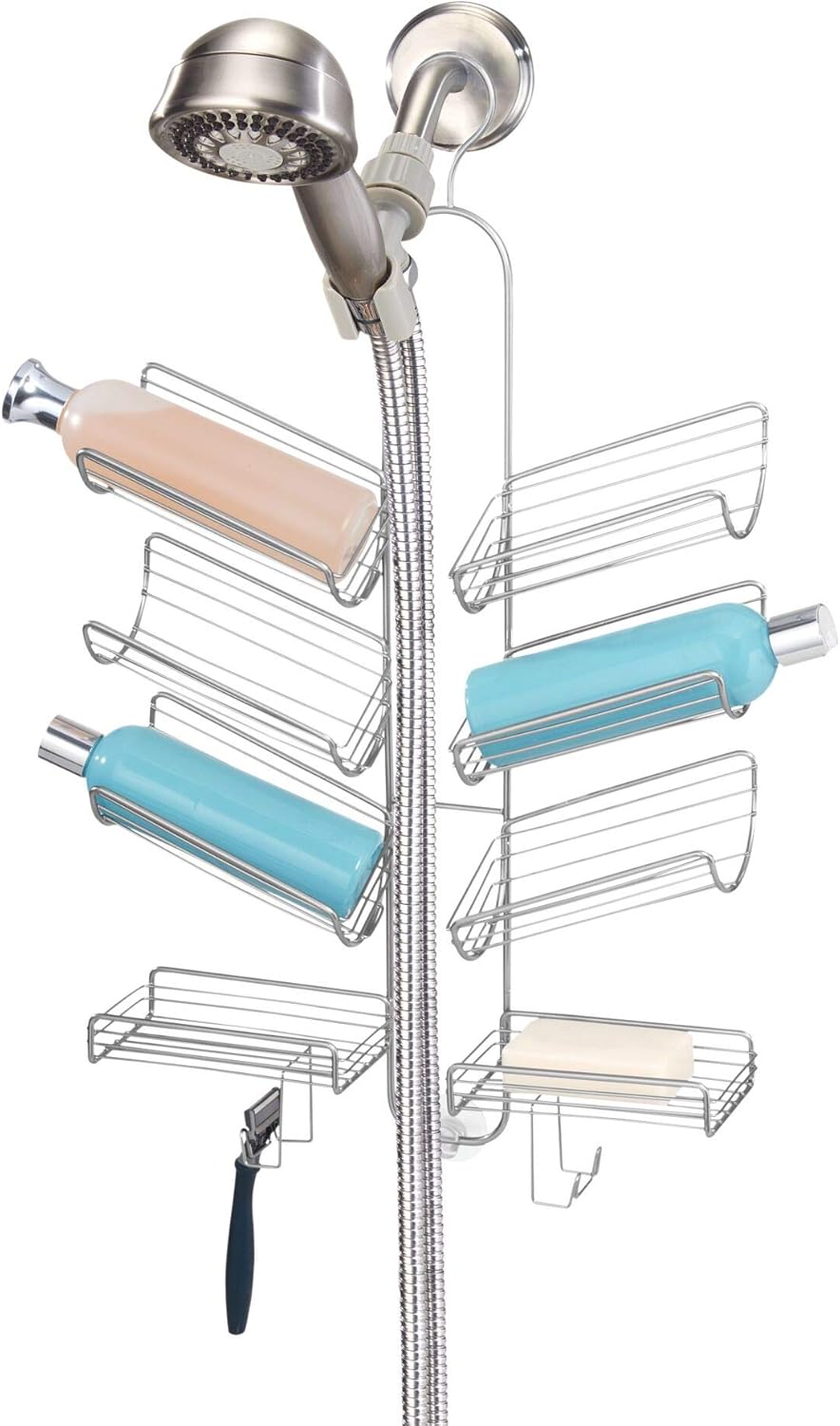 Metal Hanging Bathroom Caddy for Handheld Shower Hose, Bronze, Pack of 2 B55923