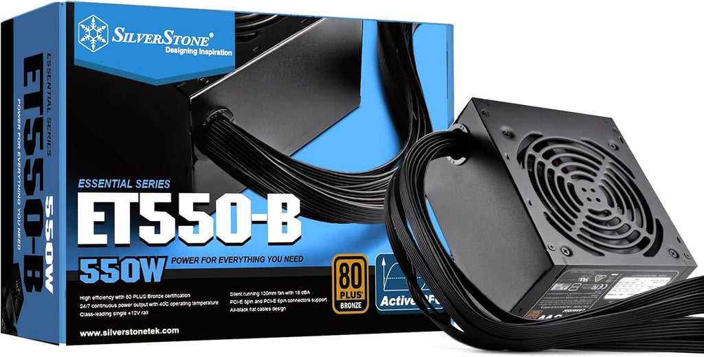 550 Watt 80 Plus Bronze ATX Power Supply with Flat Black Cables W7799
