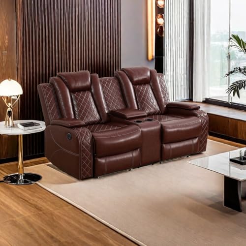 Brown Leather Power Recliner Sofa Set F6926