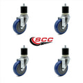 4x22 Blue Polyurethane Swivel Caster with Expanding Stem, Set of 4 V193