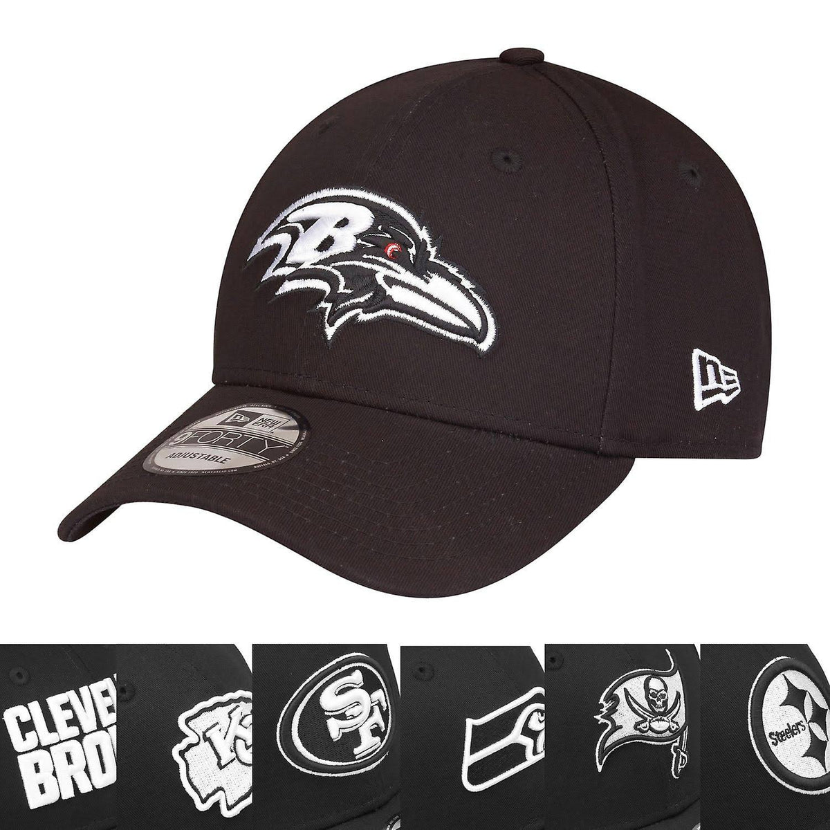 Black White Adjustable NFL Cap D643