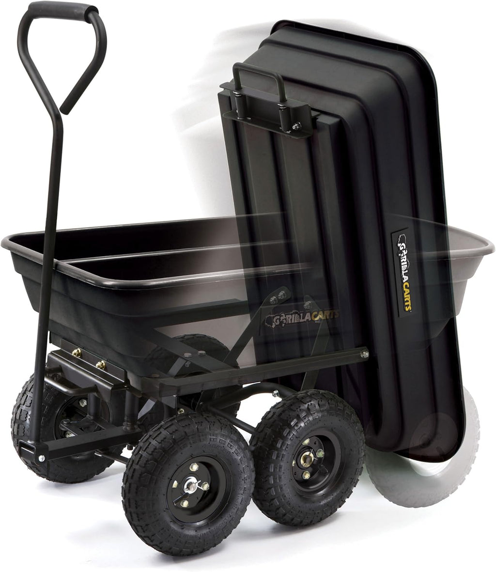 Poly Garden Dump Cart with Steel Frame and 10-Inch Pneumatic Tires U23273