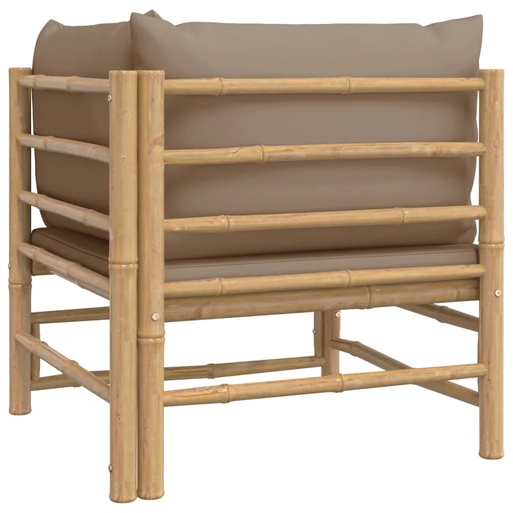 Bamboo Patio Corner Sofa with Taupe Cushions E40207