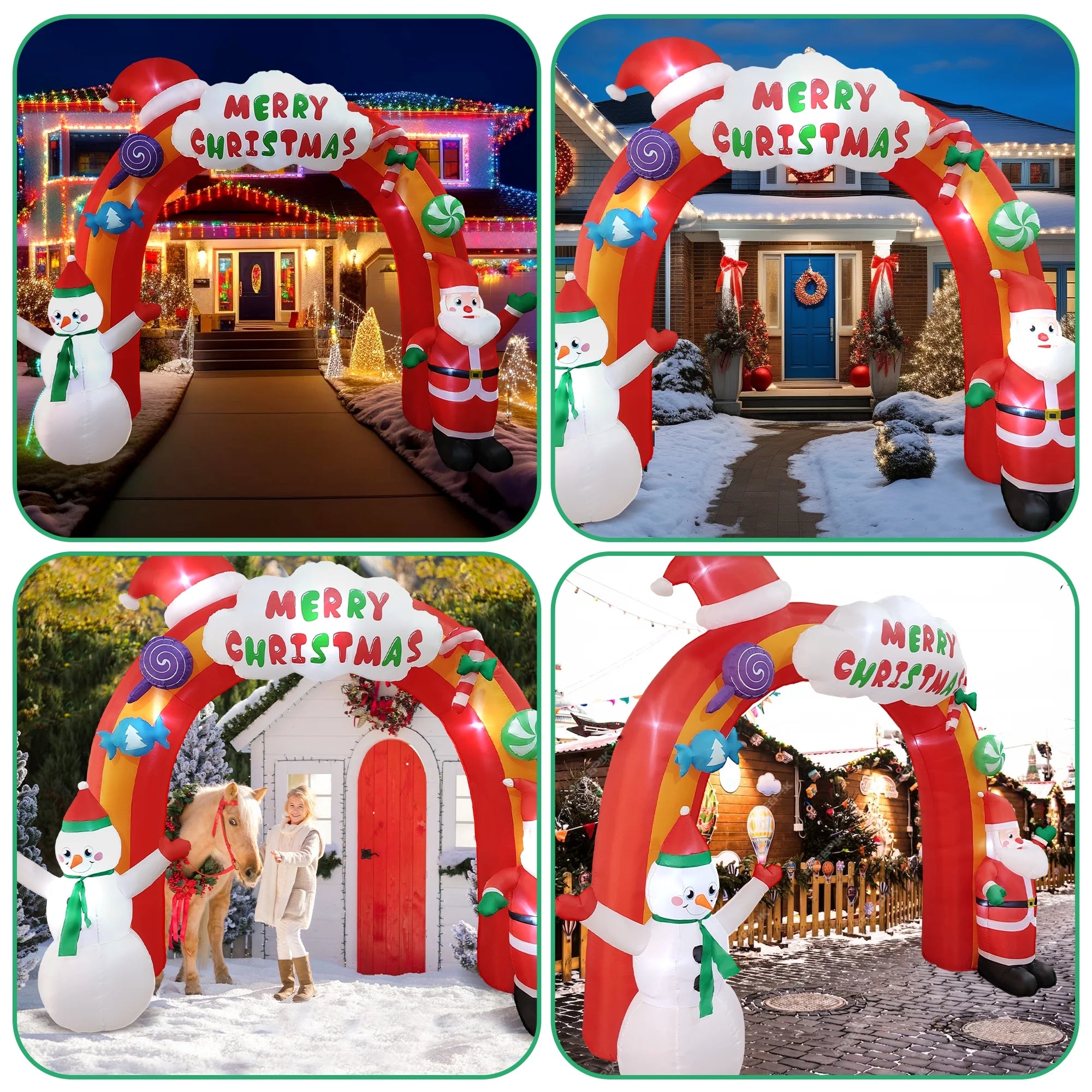Christmas Inflatable Arch with Santa Claus And Snowman S349045