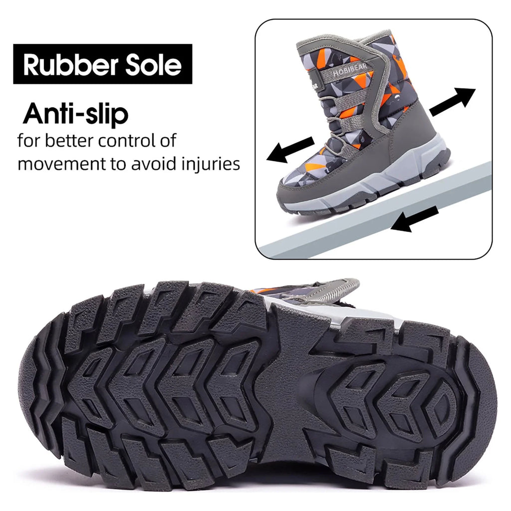 Boys Snow Boots Waterproof Warm Slip Winter Shoes L394