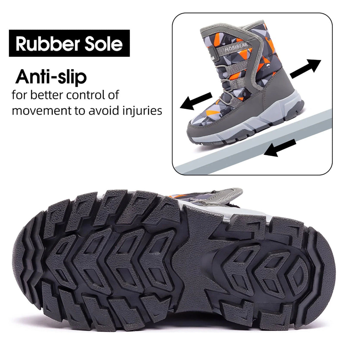 Boys Snow Boots Waterproof Warm Slip Winter Shoes L394