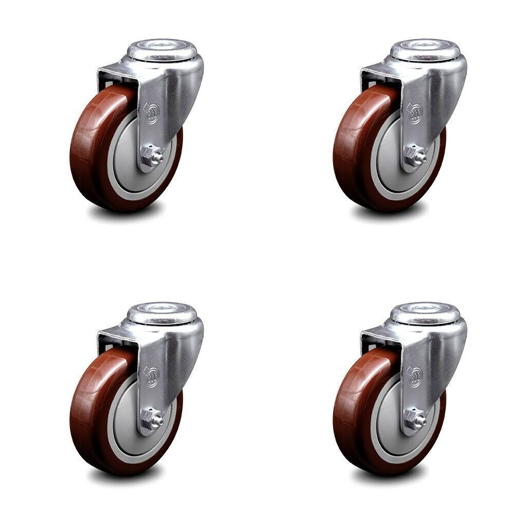 Maroon Poly Swivel Bolt Caster Set of 4 B41138