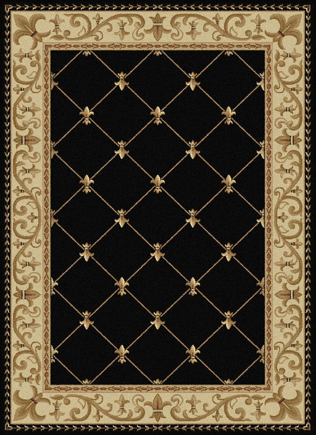 Black Swirls Lines Octagon Area Rug K965968