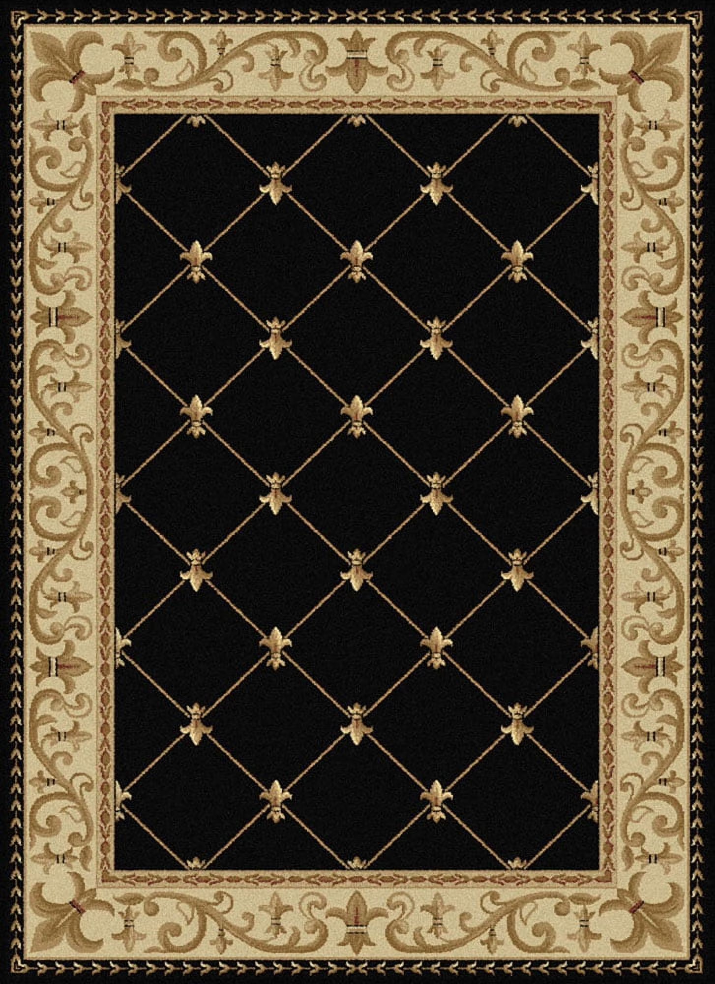 Black Swirls Lines Octagon Area Rug K965968