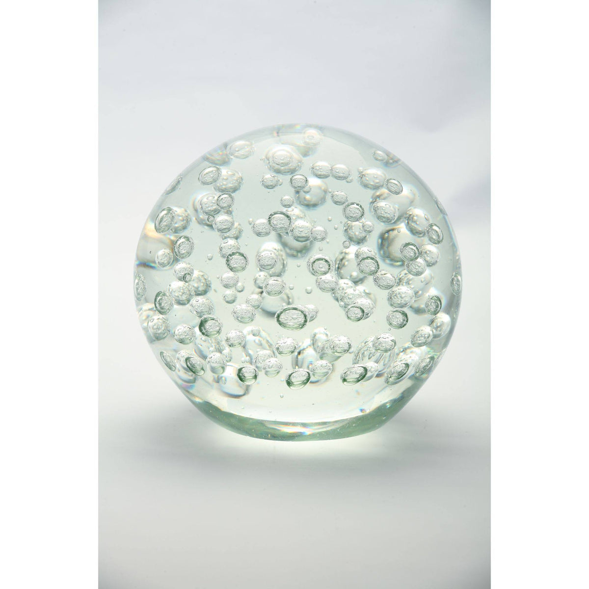 Clear Round Bubbled Hand Blown Glass Paperweight Ball S7454