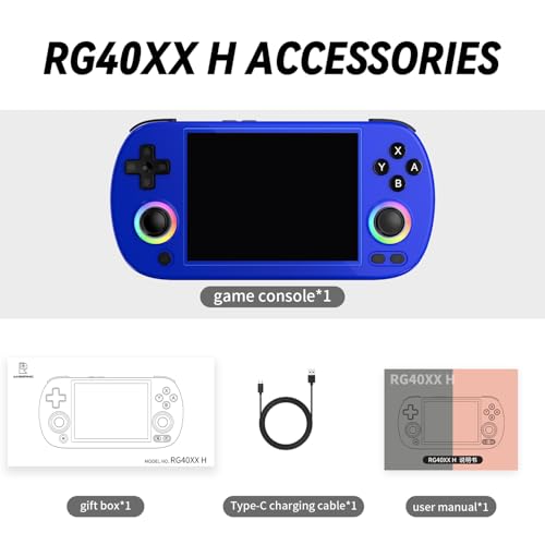 Black 4-inch IPS Screen Retro Handheld Game Console with 64G TF Card and 3200mAh Battery T721
