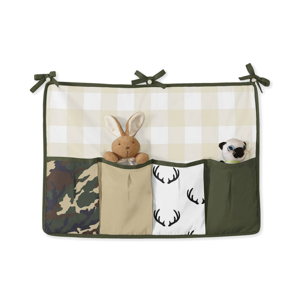 Green Beige Deer Buffalo Plaid Check Woodland Camo Camouflage 9-Piece Crib Bedding Set Y666098
