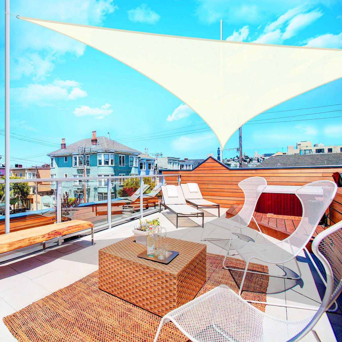 Off White Triangle Sun Shade Sail Canopy R4335