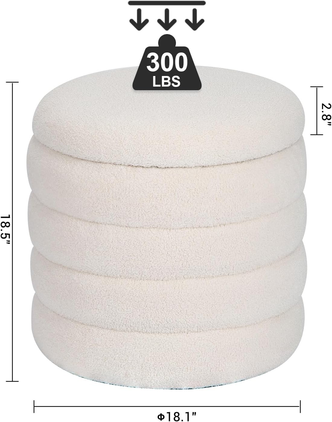 White Velvet Round Ottoman with Storage D63245