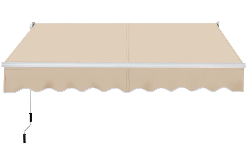 Beige Retractable Patio Sun Shade Awning with Hand Crank C832344