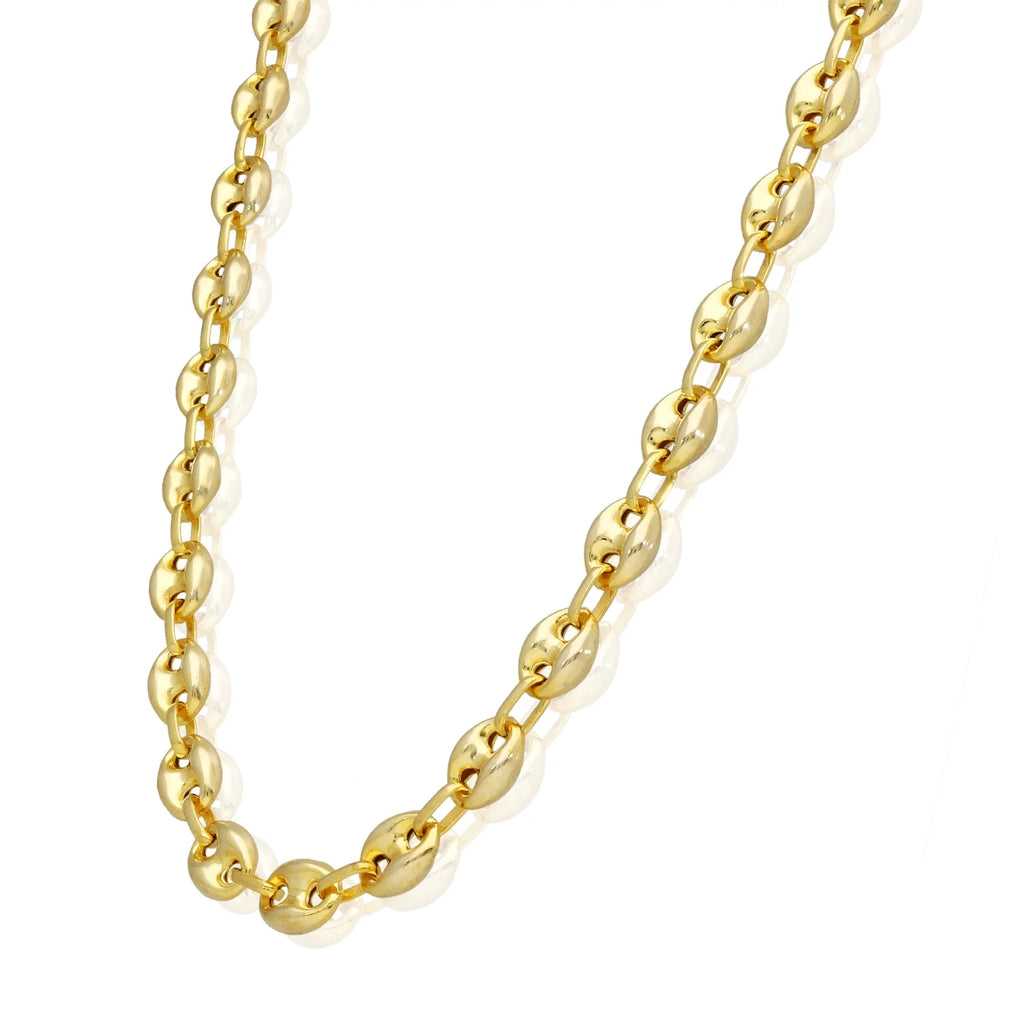 18K Yellow Gold Over Silver 8mm Anchor Chain Necklace 16"-24" F426