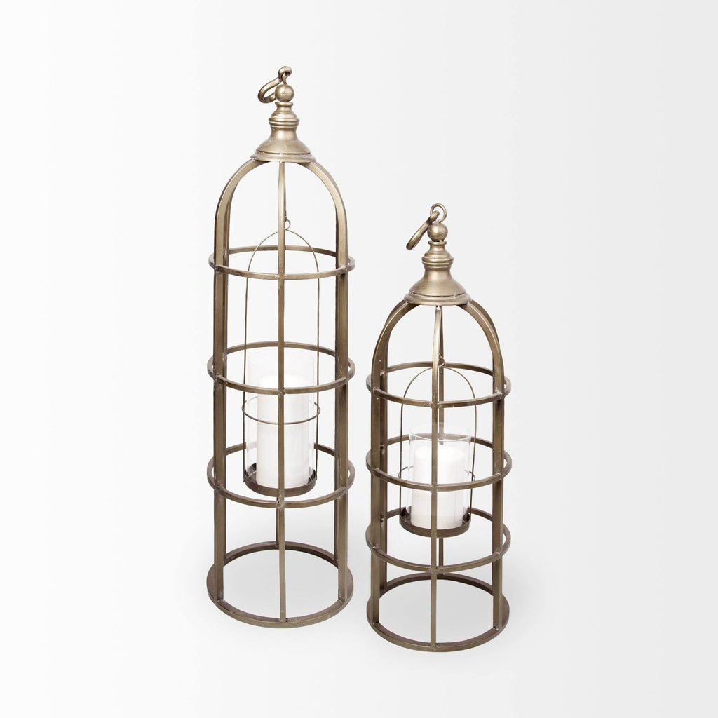 Gold Metal Candle Holder Lantern Q40957