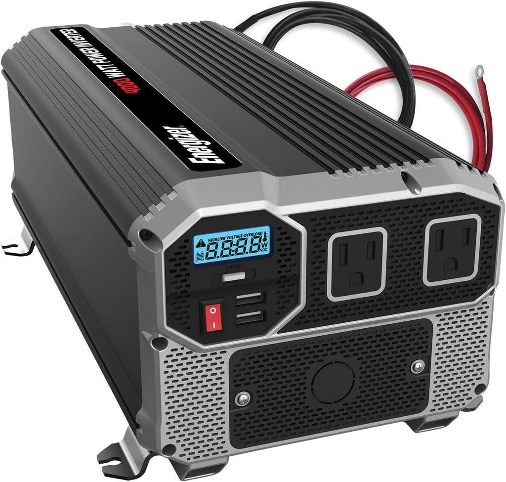 1500 Watts Modified Sine Wave Car Power Inverter, 12v to 110v, Two AC Outlets, Two USB Ports V2828