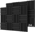 24 Pack Acoustic Foam Panels Black & Blue O27469