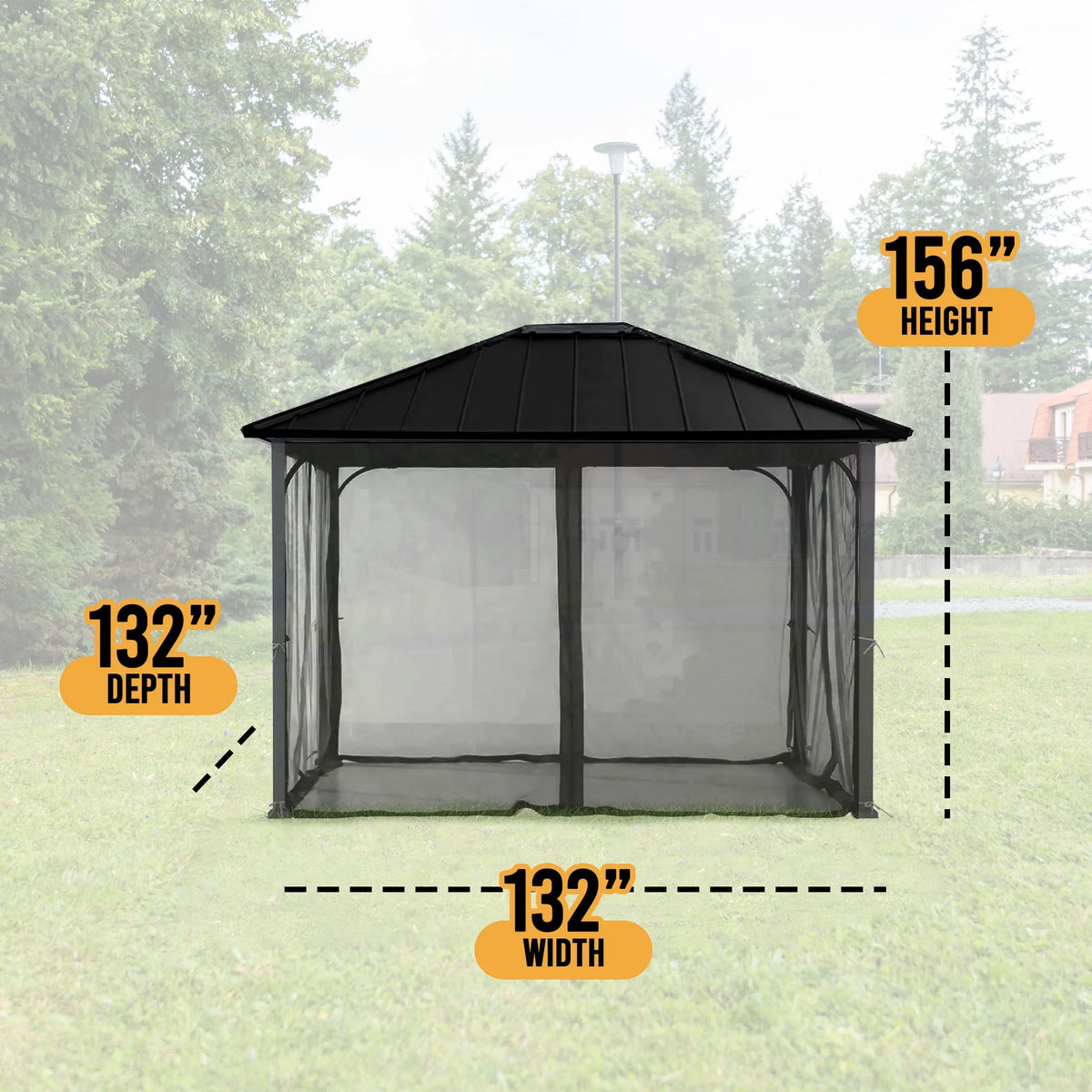 11 x 13 Foot Screened Gazebo Canopy Pergola Tent U65947