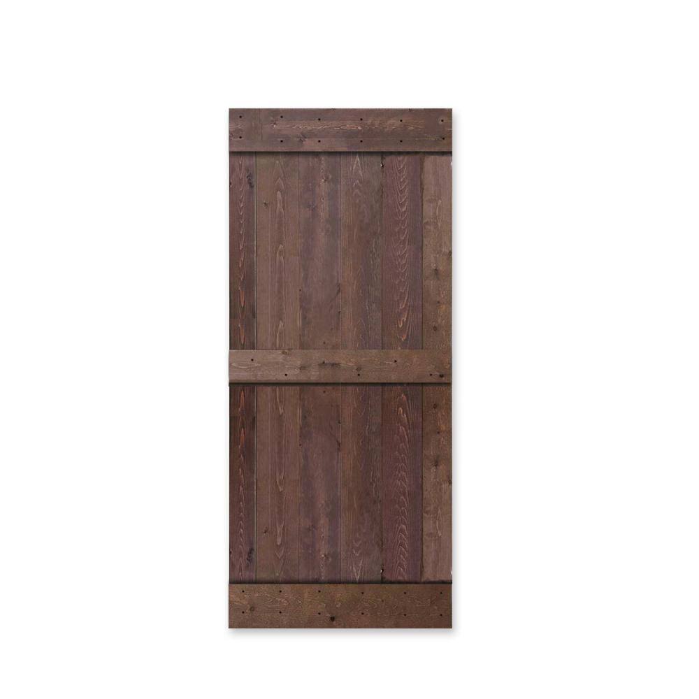 Walnut Stain Knotty Pine Wood Interior Sliding Barn Door Slab O666234