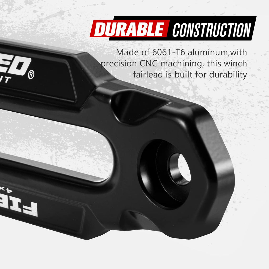 Black Aluminum Winch Hawse Fairlead with UV-Resistant Coating, Pack of 2 I864