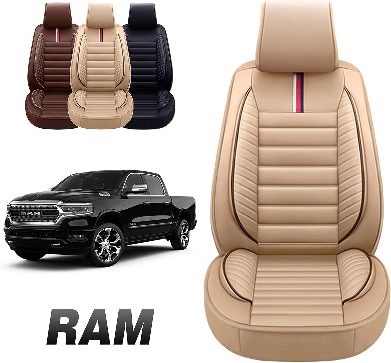 Black Faux Leather Custom Fit Seat Cover for RAM Pick-up Truck B634