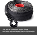Black Synthetic Winch Rope 25000lbs Recovery Cable Line I471506