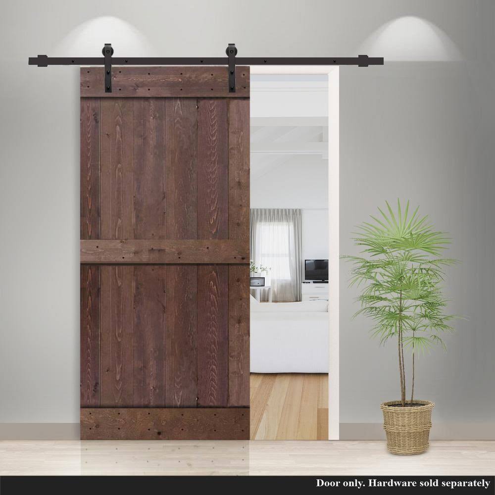 Walnut Stain Knotty Pine Wood Interior Sliding Barn Door Slab O666234