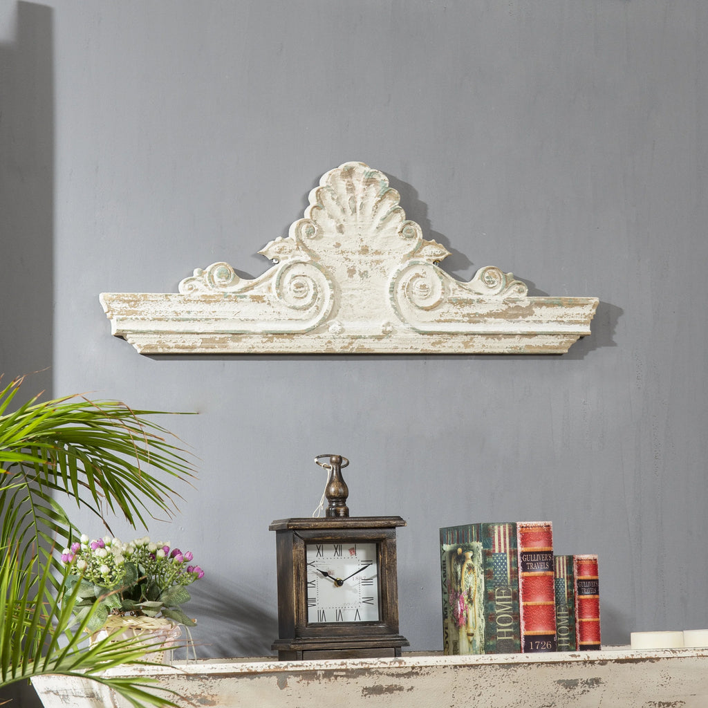 Distressed White Wooden Wall Decor W527494