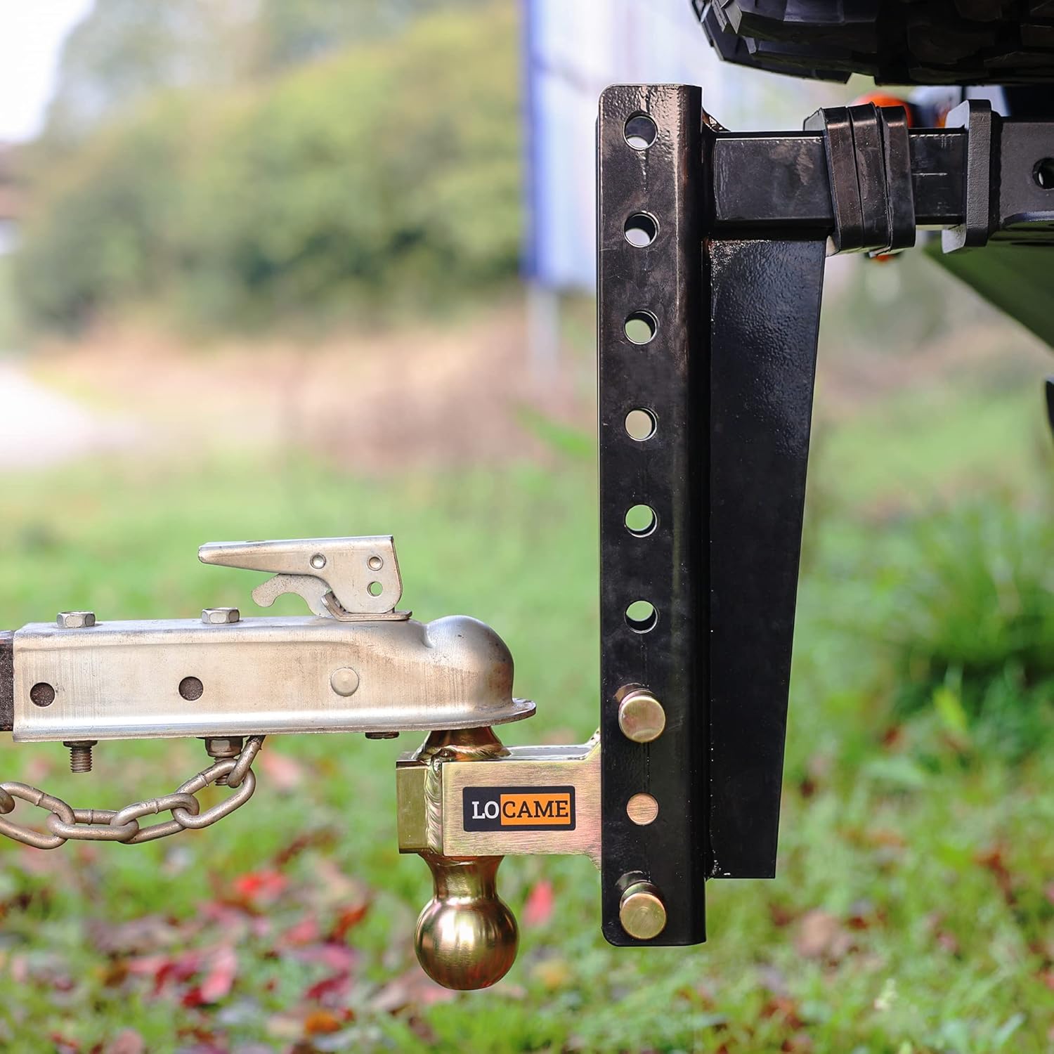 Adjustable Trailer Hitch, 2-Inch Receiver, 13-Inch Drop/Rise, 21000 LBS GTW, Double Pins, Solid Ball Mount P6947