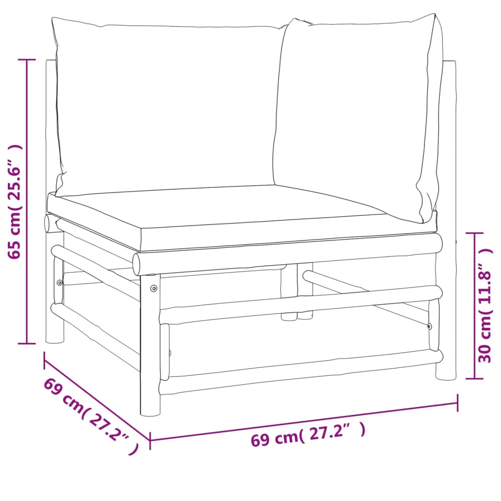 Bamboo Patio Corner Sofa with Taupe Cushions E40207