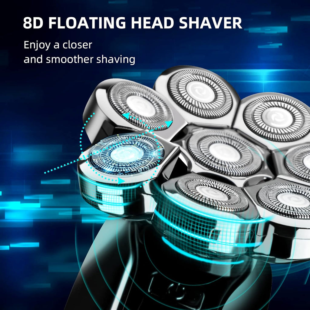 Electric 8D Head Shaver with Floating Head, IP65 Waterproof Rotary Shaver Grooming Kit Pack of 2 F727