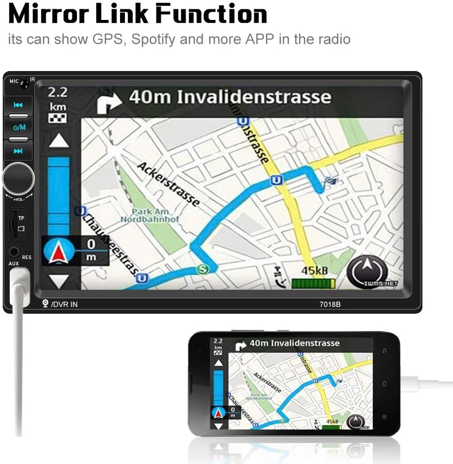 7 LCD Touch Screen Double Din Car Stereo with Bluetooth H8017