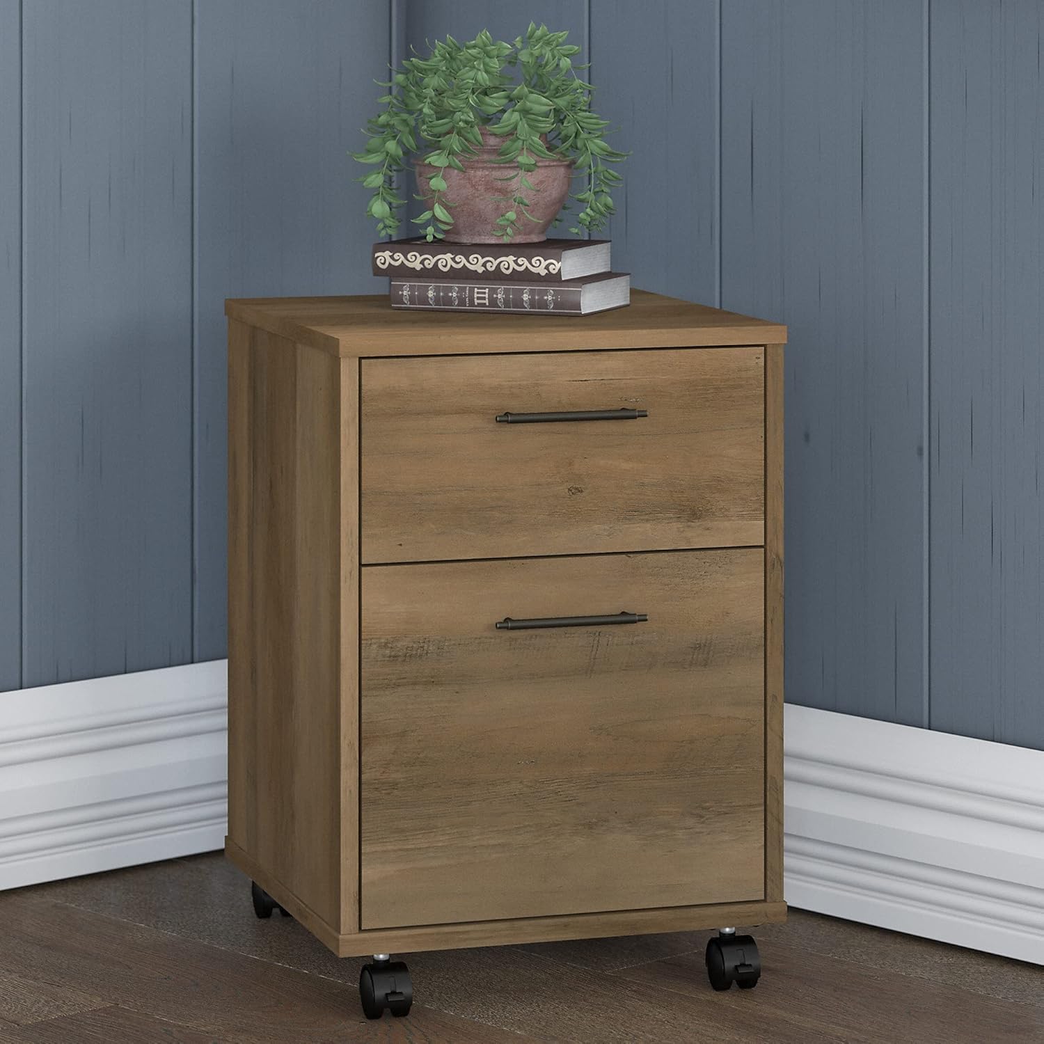 2 Drawer Mobile File Cabinet, Reclaimed Pine C21244