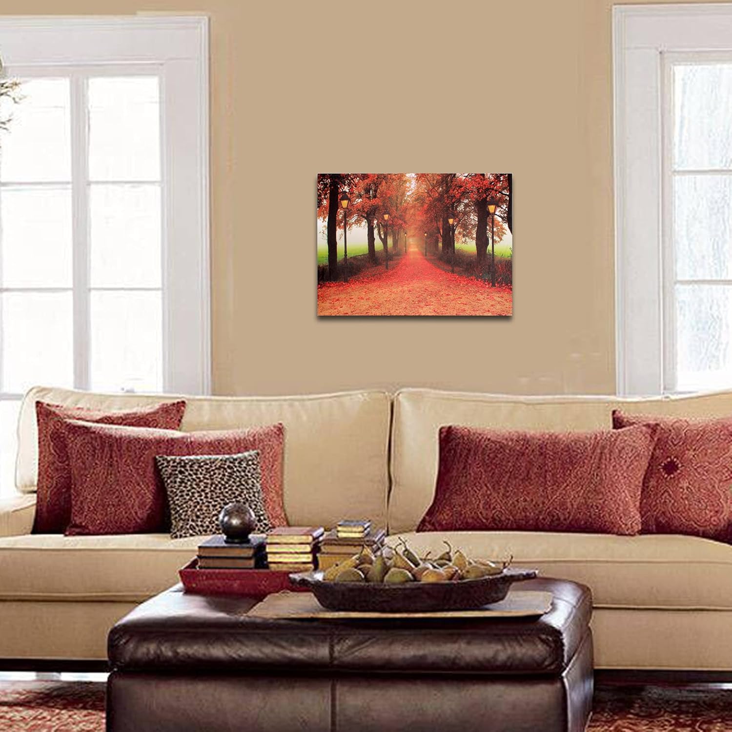 Red Maple Forest LED Wall Art Canvas Pictures 15.8x11.8inch D468761