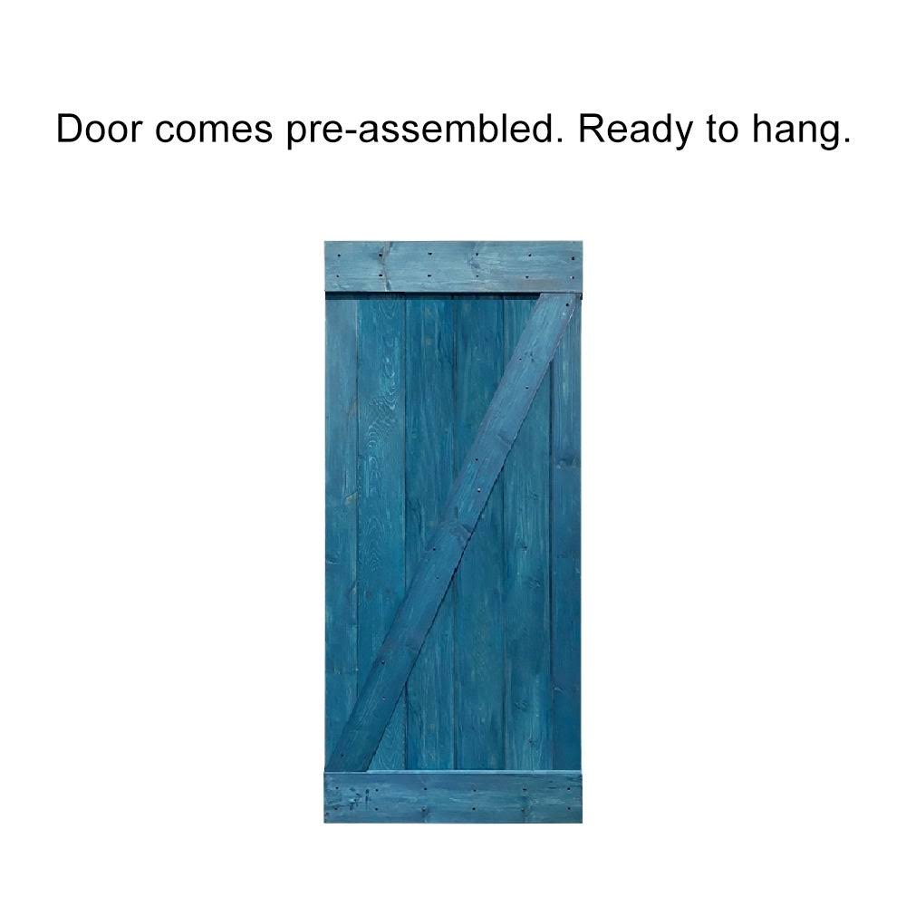 Red Walnut Stained Wood Interior Sliding Barn Door with Hardware Kit X352039