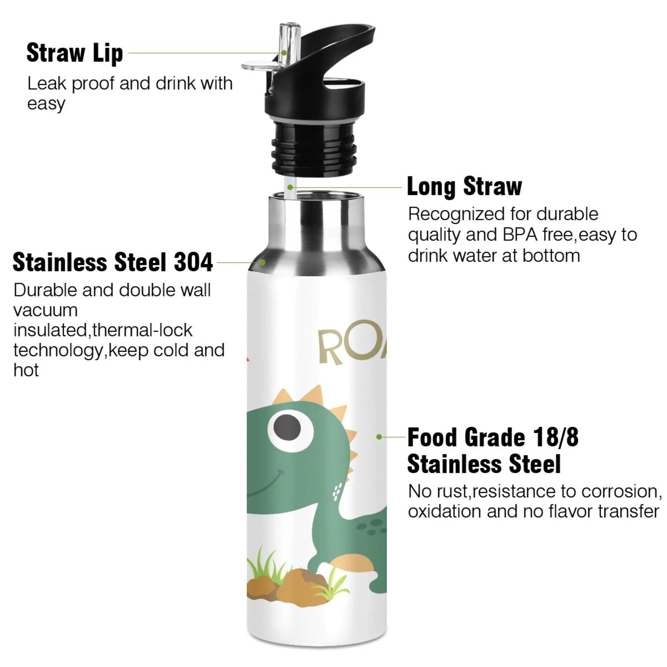 Stainless Steel Insulated Water Bottle with Straw Lid R431901