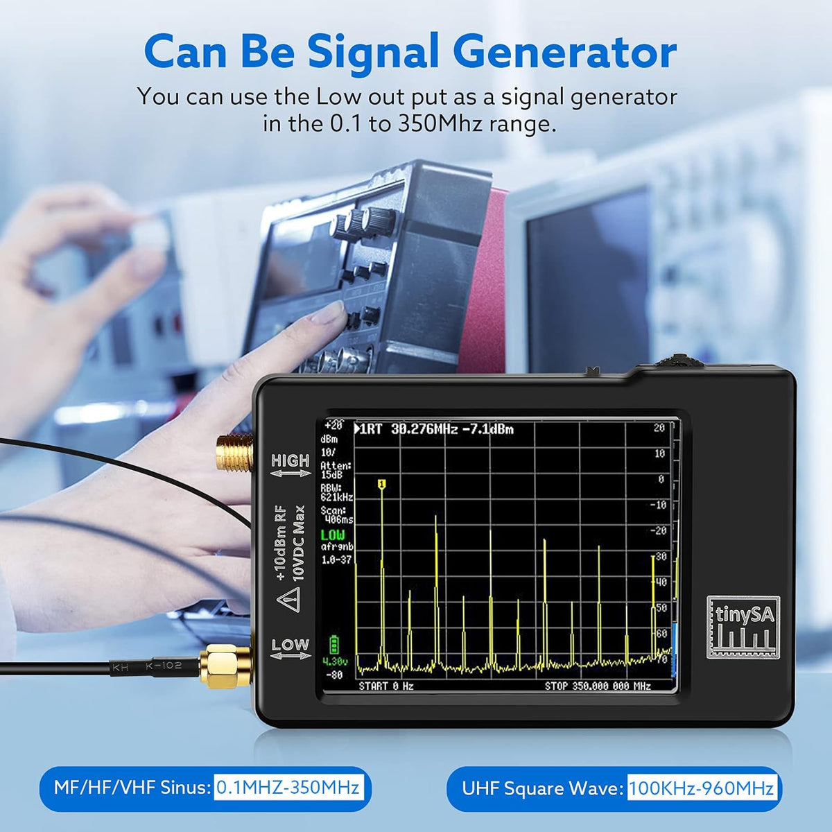 Portable Spectrum Analyzer 100kHz to 960MHz with Touchscreen C876