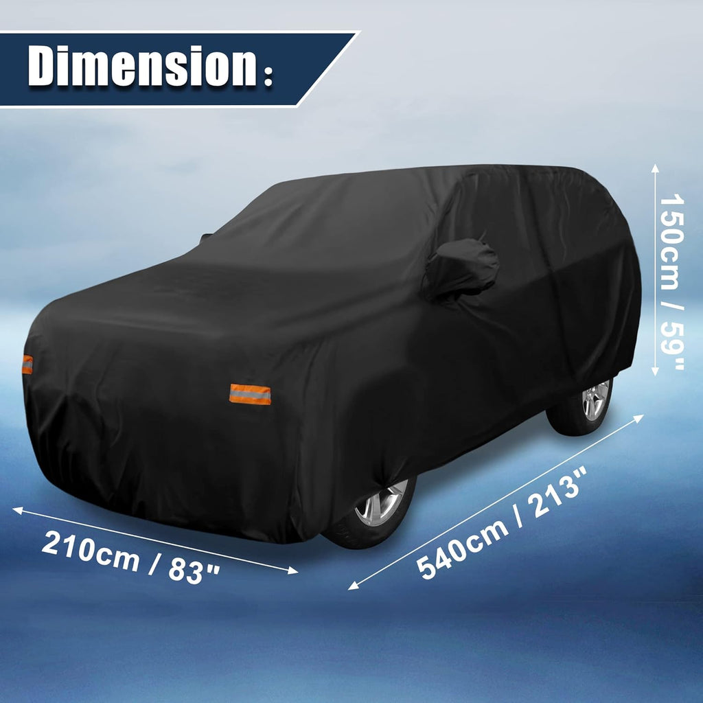 Black 190T PU Waterproof SUV Car Cover Pack of 2 R2411