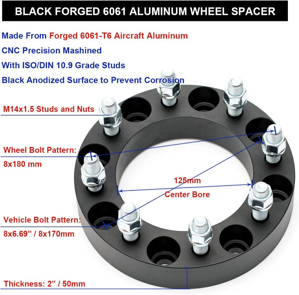 Black Forged 2 Inch Wheel Adapters Pack of 4 K925