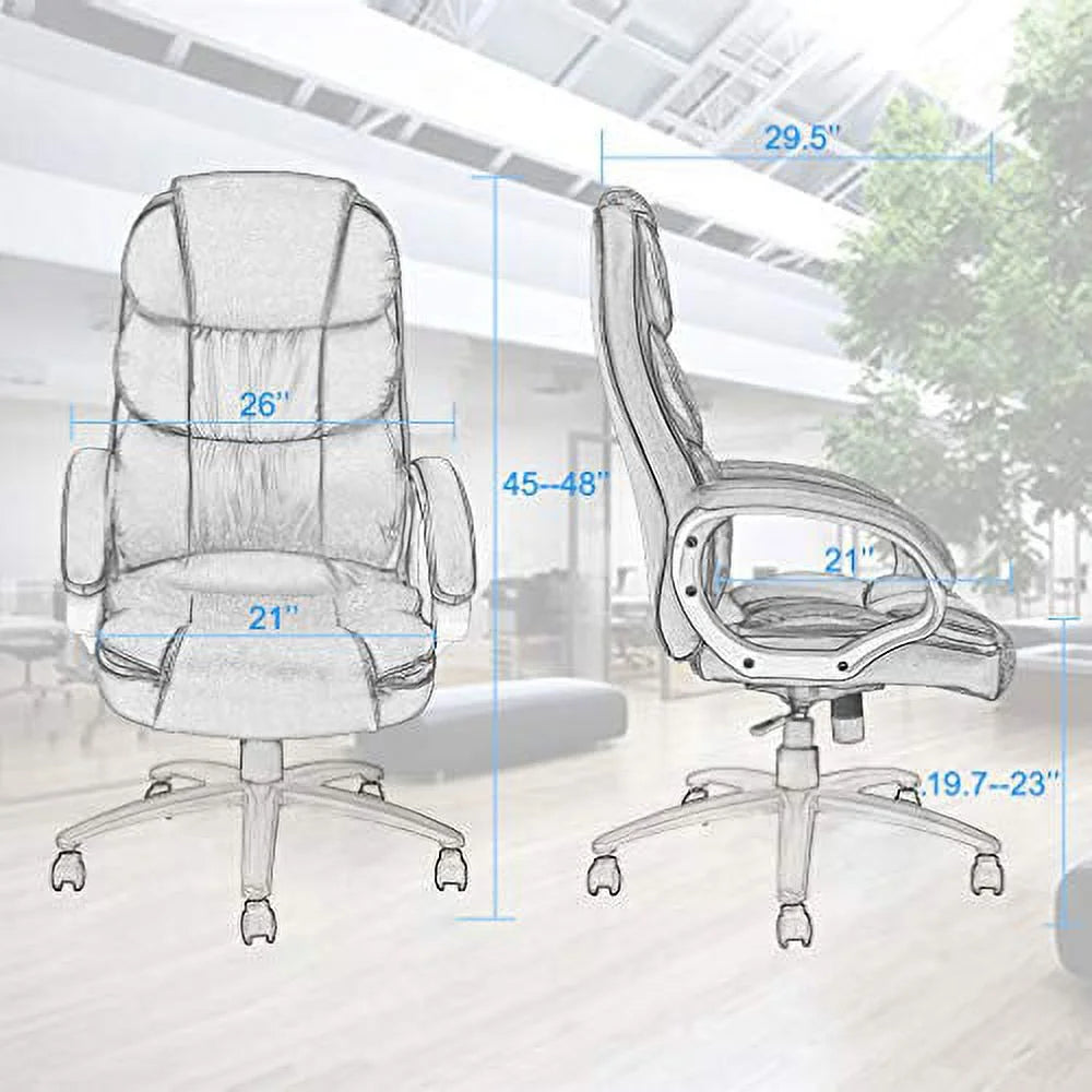 Brown PU Leather Ergonomic High Back Office Chair with Lumbar Support Q807285