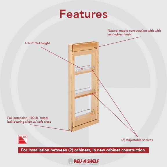 3 in. W x 30 in. H Pull-Out Cabinet Wall Filler with Soft-Close J7934