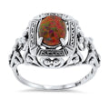 Lab Red Fire Opal Ring V65583